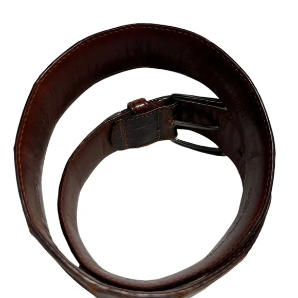 Vintage POLO RALPH LAUREN Brown American Alligator Women's Belt Unisex 28